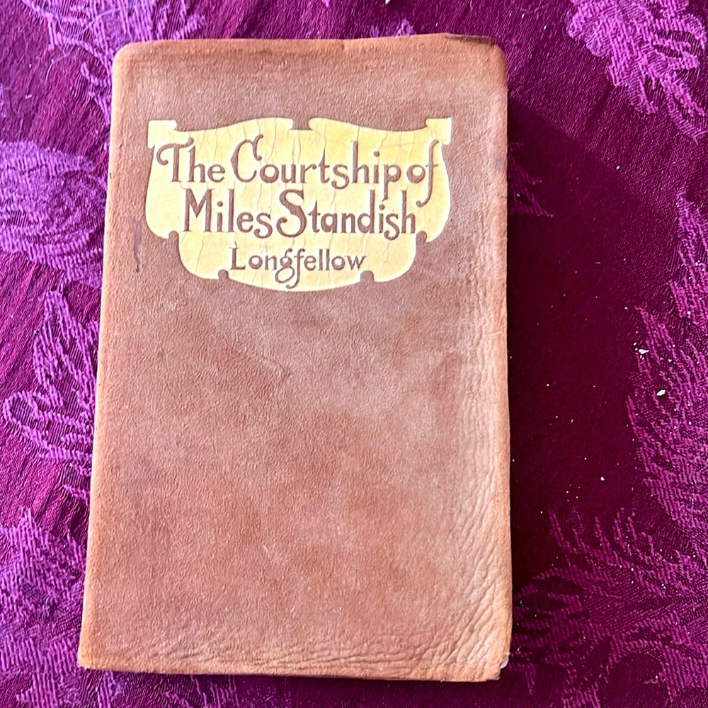Vintage, soft leather, small book, The courtship of Miles Standish, Longfellow.